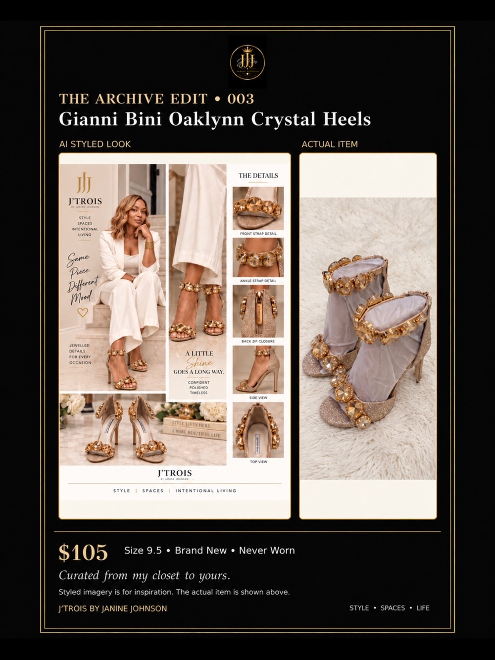 Gianni Bini Gold Crystal Embellished Stiletto Sandals